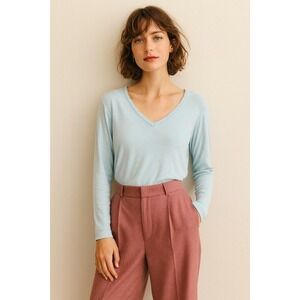 Venti6 Light Blue Cotton‎ Long Sleeve Knit Top – Size M – Made in Italy – NWT